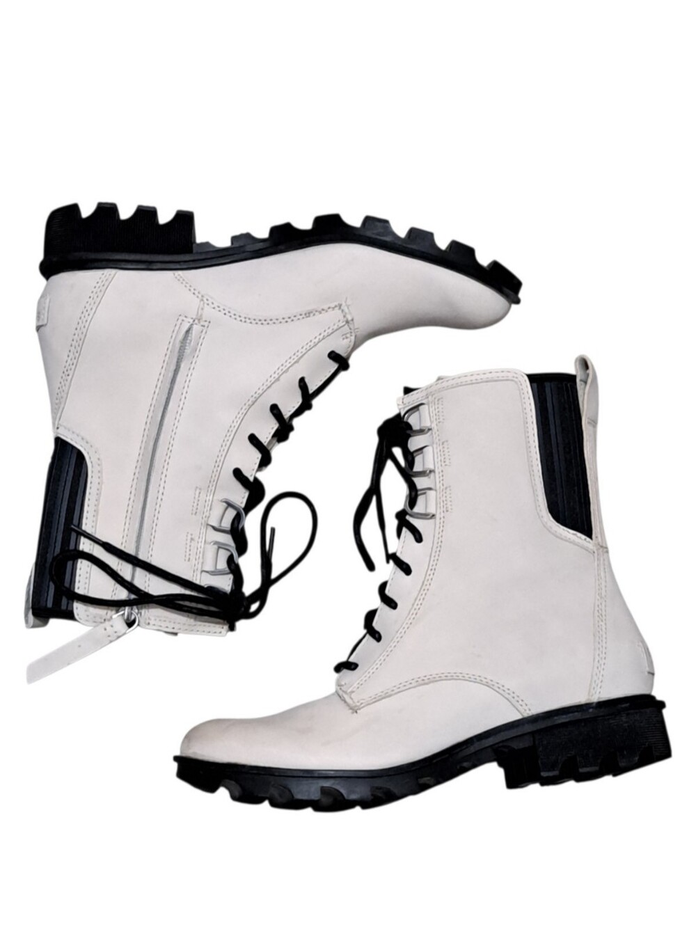 Sorel Phoenix Waterproof Lace Up Chic Gothic Winter Moto Boots Size 9 Fawn